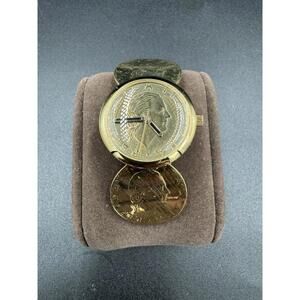 Vintage Vicence Italy 14K Gold Lira Coin Watch Milor for Parts Scrap Non-Running